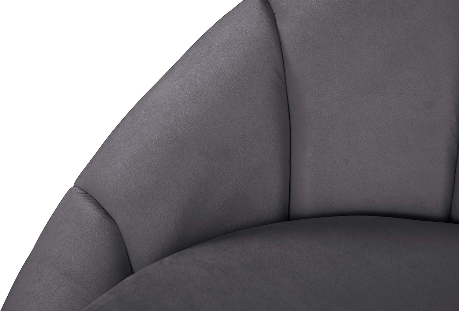 Shelly Collection Modern | Contemporary Velvet Upholstered Shell Shaped Chair with Brushed Gold Stainless Steel Base, 90" W X 40.75" D X 32" H, Grey