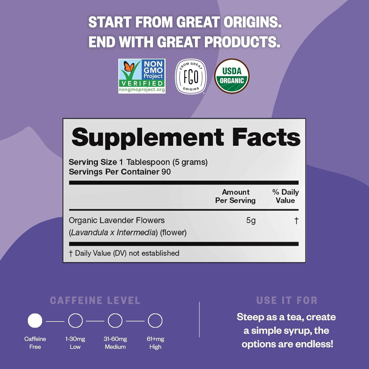 Organic Dried Lavender Flowers, Extra Grade Dried Buds, Imported from France for Culinary or Sachet Bags, 4Oz, Packaging May Vary (Pack of 1)