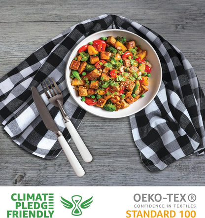 Kitchen Towels 100% Cotton Dish Towels for Kitchen (Set of 6) 20”X30” Dish Cloths Highly Absorbent Kitchen Linen Set with Hanging Loop Perfect for Drying Dishes Cleaning – Black White