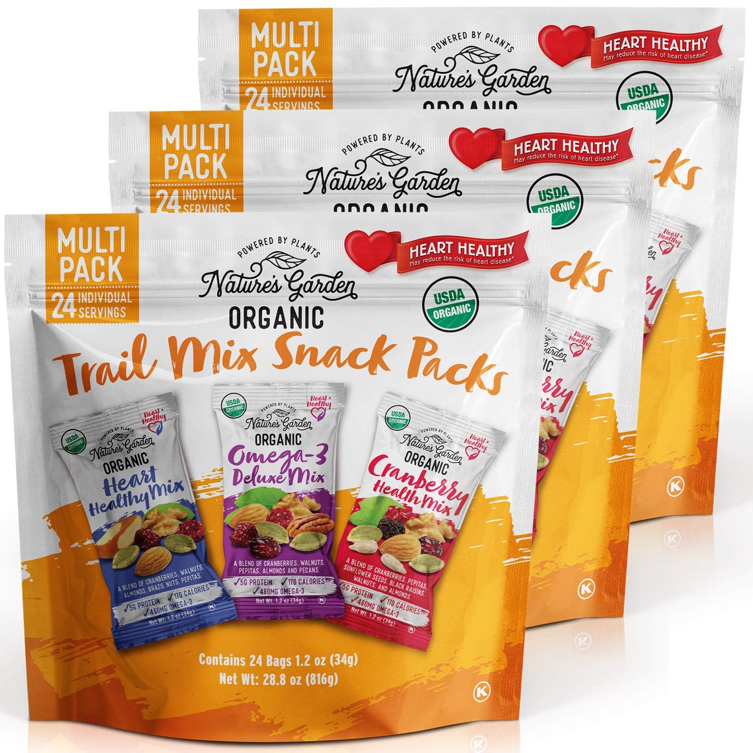 Organic Trail Mix Snack, Multi Pack 28.8 Oz - 24 Individual Servings (Pack of 3)