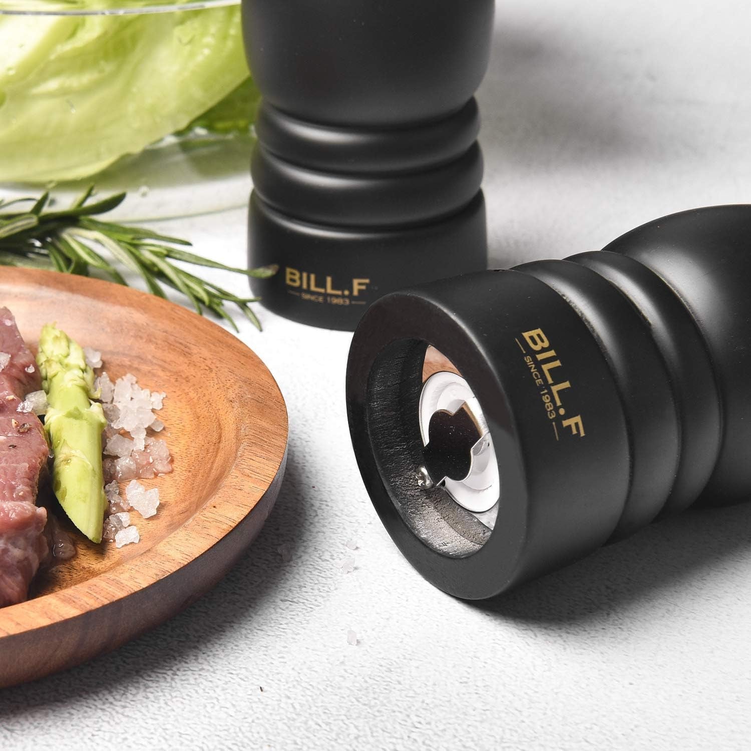 Salt and Pepper Grinder Wooden Pepper Mill Grinder Salt Pepper Shakers Set of 2 with Adjustable Ceramic Rotor- 7 Inch