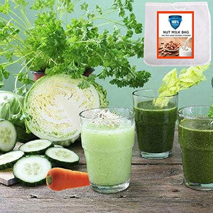 Nut Milk Bag, Pro Quality Multiple Usage Reusable Food Strainer, Cold Brew Coffee Bag Cheese Cloth, Ultra Fine Nylon Mesh Food Grade for Almond/Soy Milk, Juice, Coffee, Tea, 12"X12"