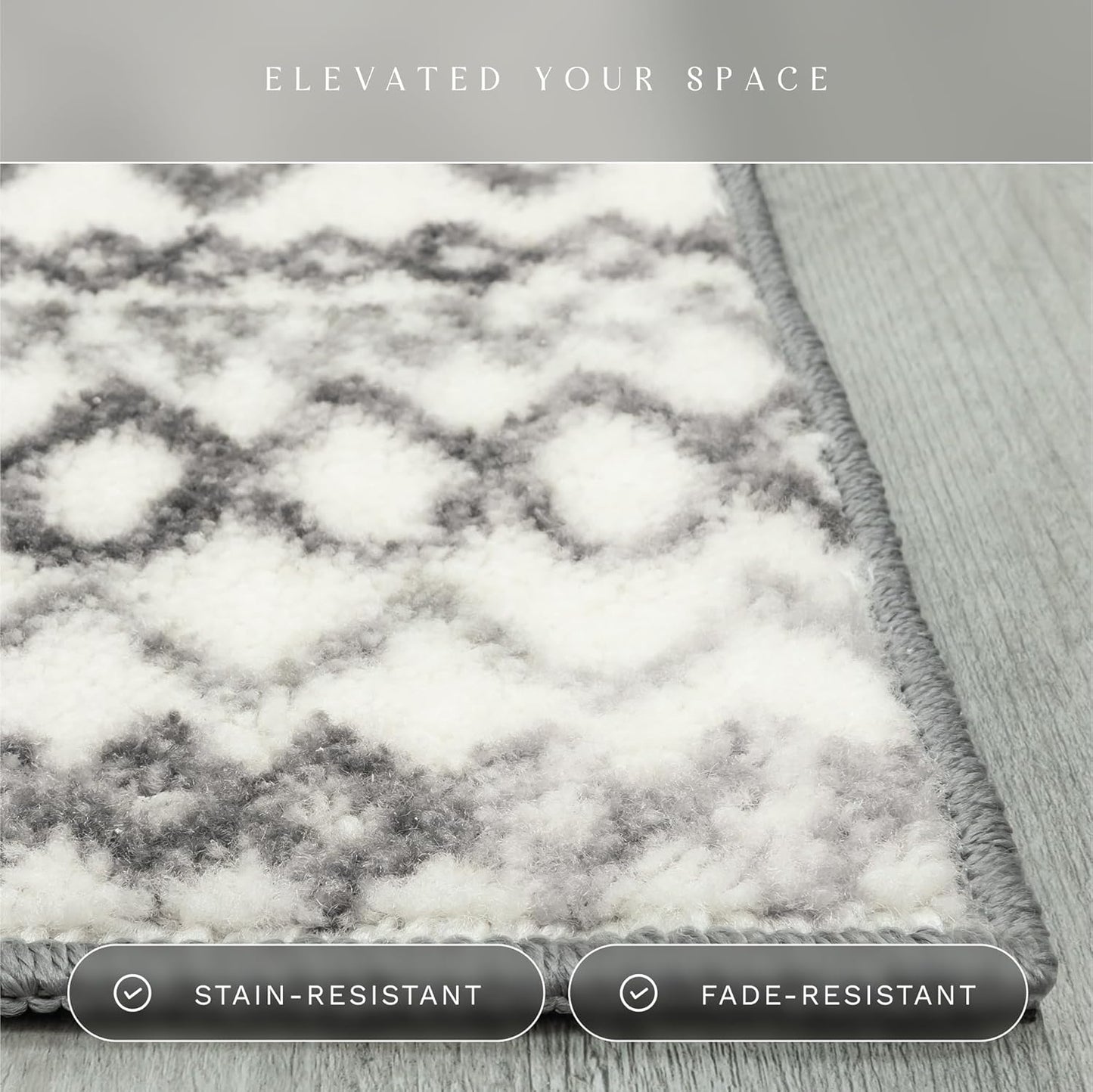 Abstract Diamond Modern Distressed Non Slip Runner Rug for Hallway Entry Way Floor Carpet [Made in USA], 2'6 X 10, Neutral