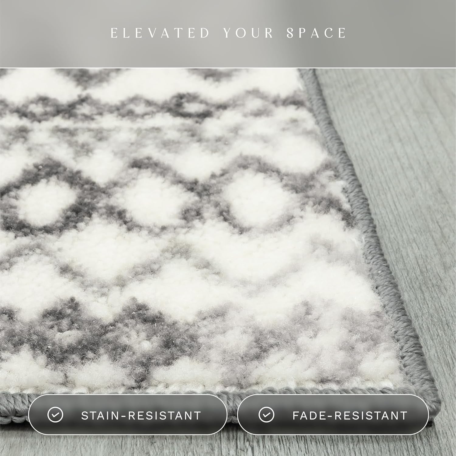 Abstract Diamond Modern Distressed Non Slip Runner Rug for Hallway Entry Way Floor Carpet [Made in USA], 2'6 X 10, Neutral