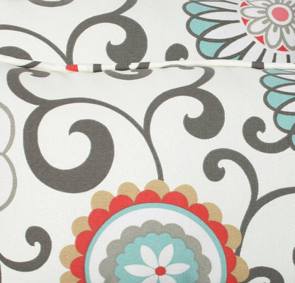 Bright Floral Indoor/Outdoor Throw Pillows, 2 Count, Lumbar - 11.5" X 18.5", Blue/Brown Pom Pom Play