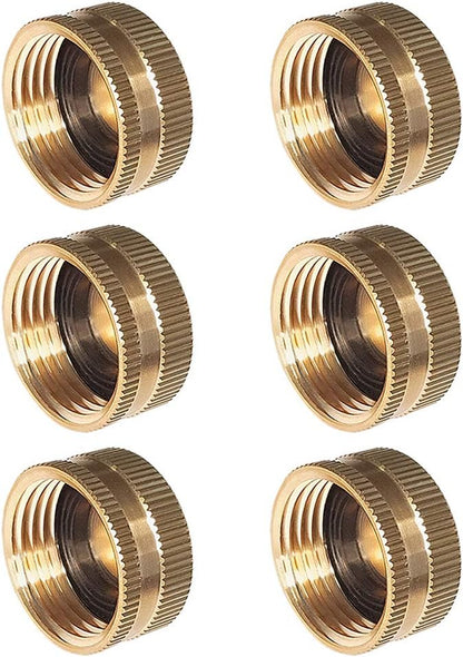 Garden Hose Cap with Washer Brass Hose End Garden Hose Connector Brass Caps 3/4" NH 6Pcs Garden Hose Female Fitting Caps