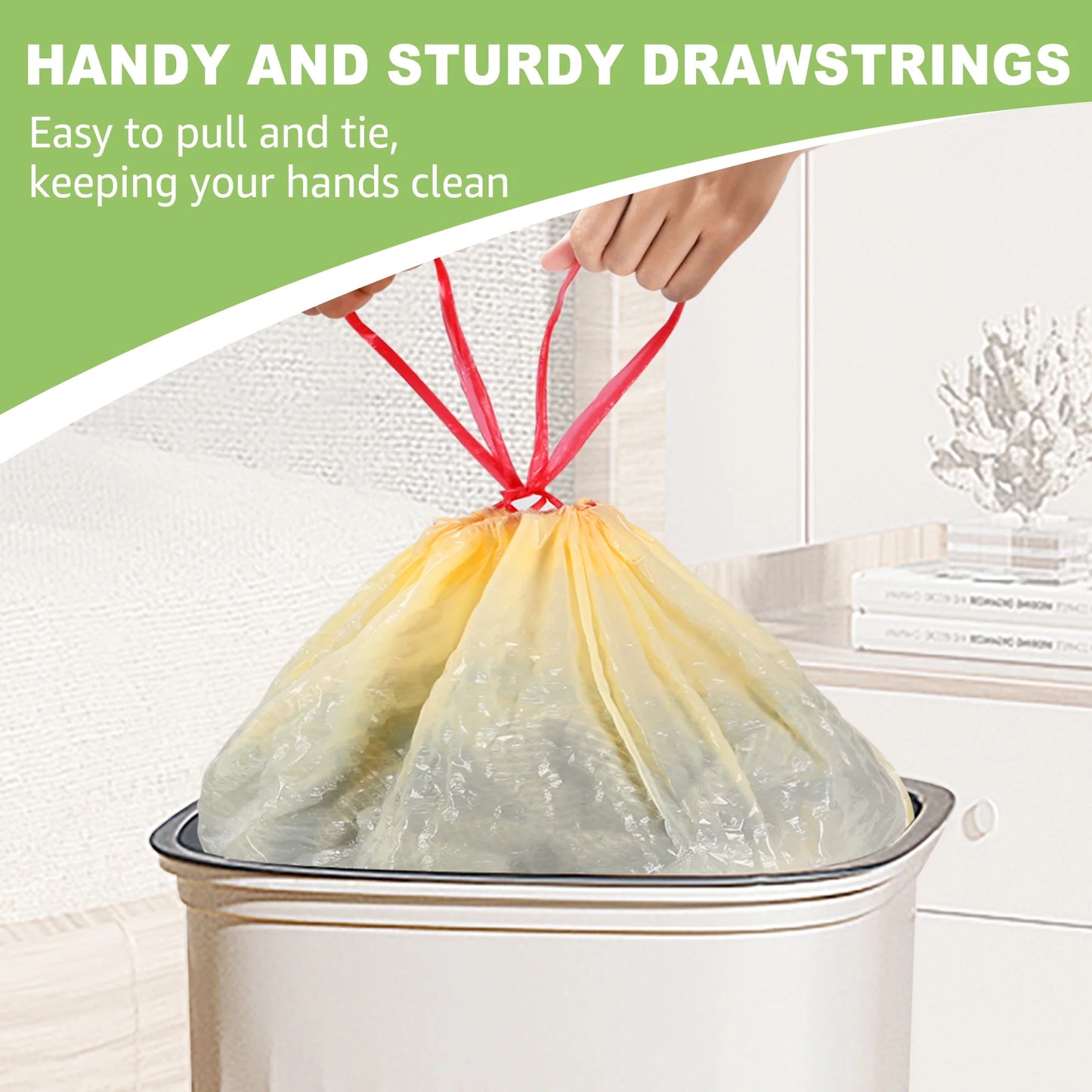 Ultra Strong 13 Gallon Trash Bags, Lemon Scent (100 Count), Tall Kitchen Drawstring Garbage Bags 10-13 Gallon, Light Yellow