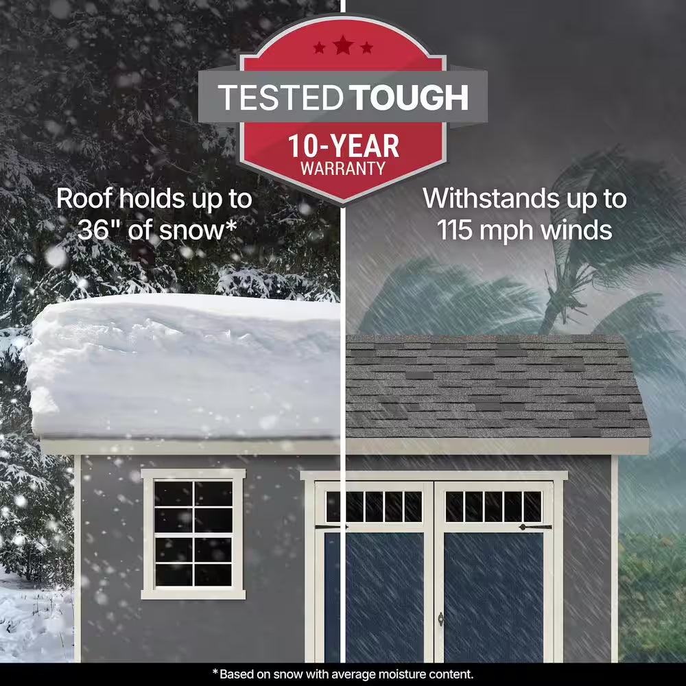 Do-It Yourself Beachwood 10 Ft. W X 12 Ft. D Wood Garden Shed Storage with Floor, Windows, and Double Door (120 Sq. Ft.)