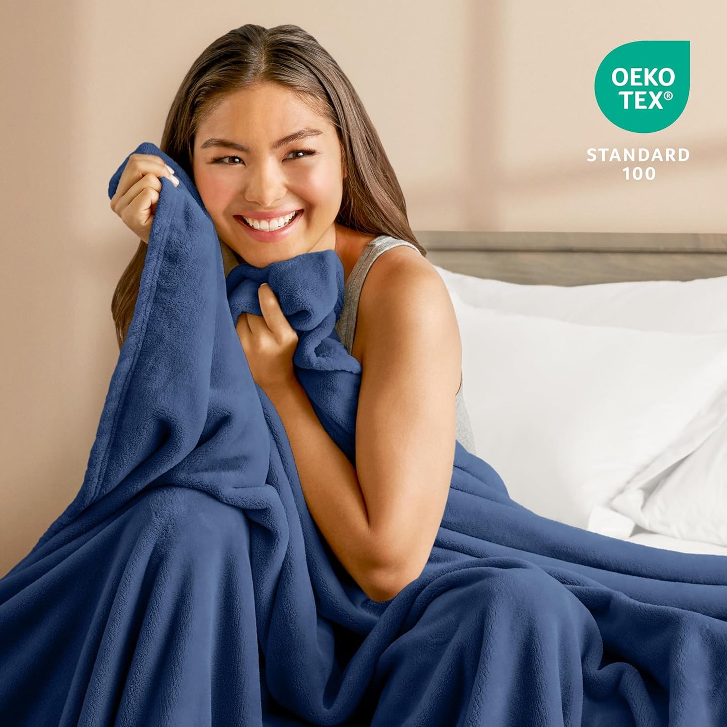 Fleece Blanket - King Size - Ultra-Soft Lightweight for Bed, Sofa, and Couch - Luxury Microplush - Cozy Warm Blanket (King, Dark Blue)