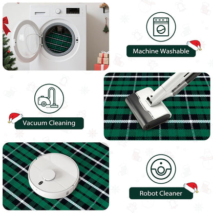 Christmas Outdoor Rug 2X3, Buffalo Plaid Green and Black Checkered Entryway Rug, Washable Front Porch Door Mat Layered Doormat, Small Rug for Bathroom Xmas Holiday Decor