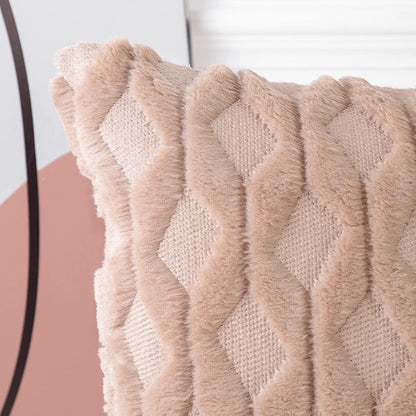 Set of 2 Soft Polyester Short Wool Velvet Decorative Throw Pillow Covers 26X26 Inch Light Brown Square Luxury Style Cushion Cases European Pillow Shell for Sofa Bedroom