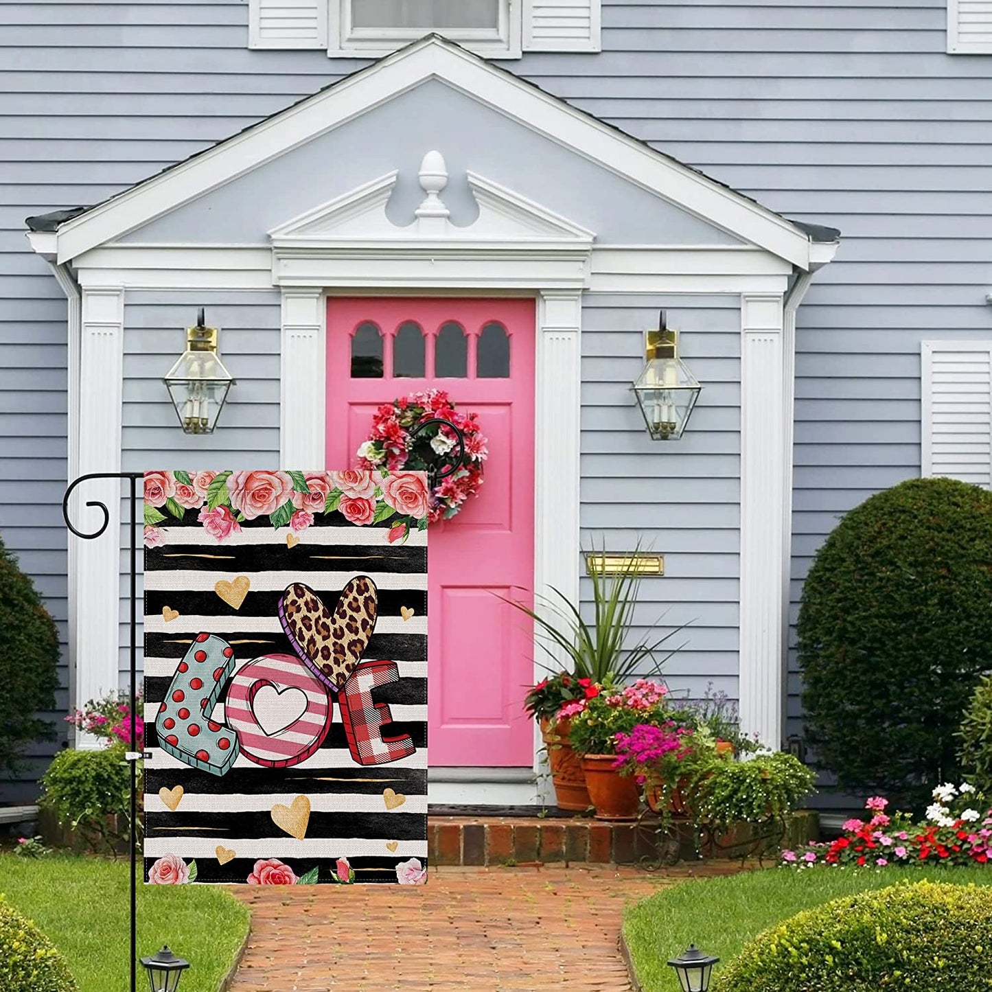 Valentines Day Garden Flag, Valentines Garden Flag Burlap, Valentines Day Garden Flags 12X18 Double Sided, Valentines Day Flag Decorative, Love Garden Flag Valentines Day Yard Flag Outside