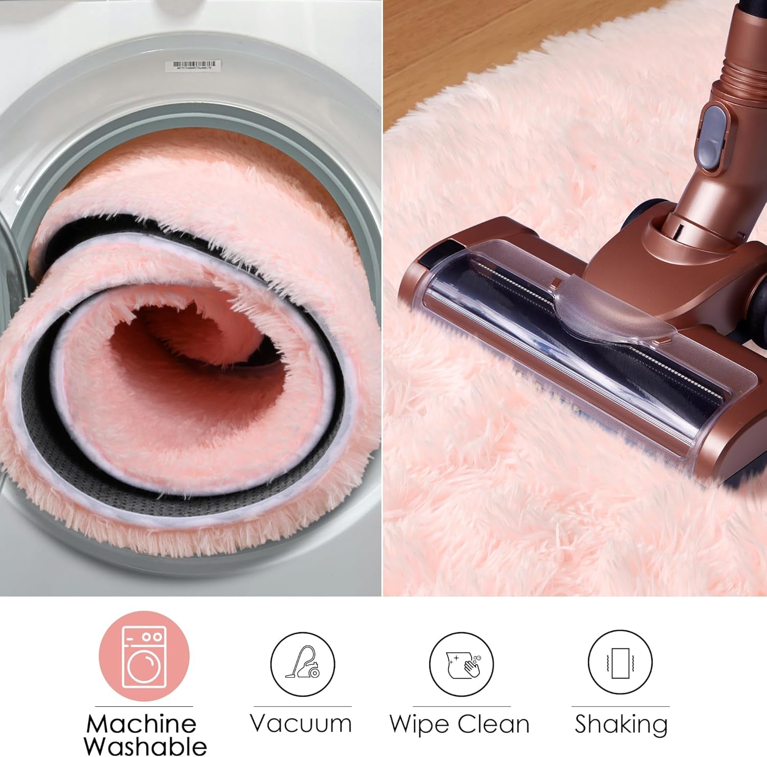 Light Pink round Area Rugs 2Ft for Bedroom Living Room, Fluffy Cat Dog Bed Mat, Washable Circle Rug for Kids Girls Boys Teen, Soft Plush Shaggy Carpet for Nursery Dorm Home Decor Aesthetic