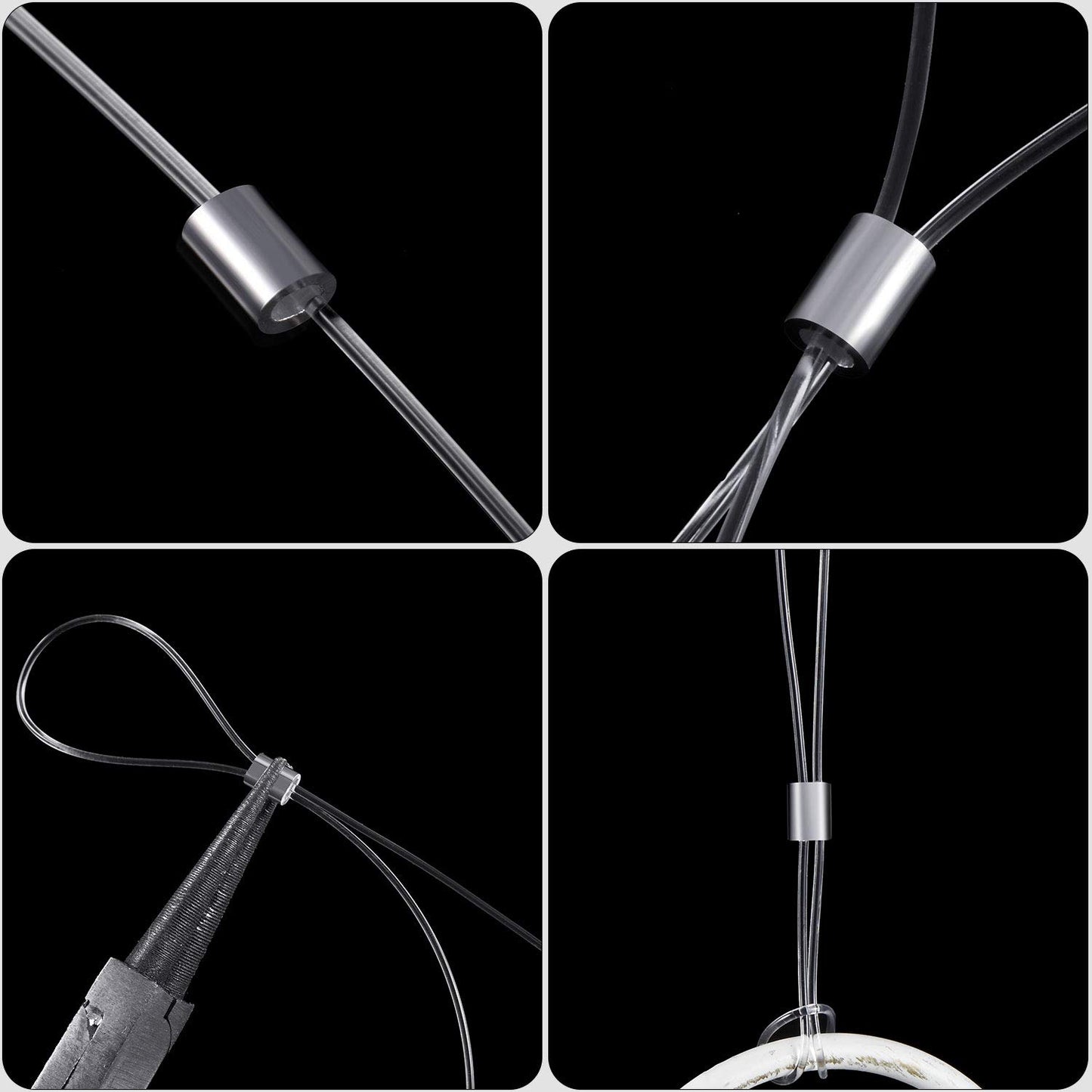 Strong Clear Nylon Wire Invisible Hanging Wire for Hanging Craft Christmas Decor and 50 Loop Sleeve (109 Yd.)