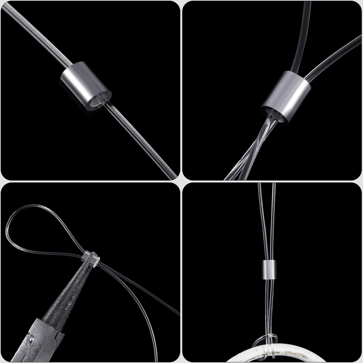 Strong Clear Nylon Wire Invisible Hanging Wire for Hanging Craft Christmas Decor and 50 Loop Sleeve (109 Yd.)