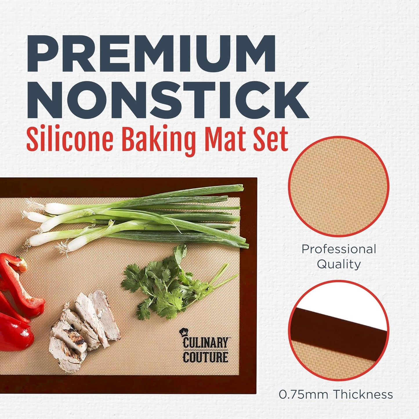 Non-Stick Silicone Baking Mat Set, Includes 4 Half Sheet Silicone Oven Mats, Silicone Baking Sheet for Breads and Pastries, Silicone Baking Mats Cookie Sheets