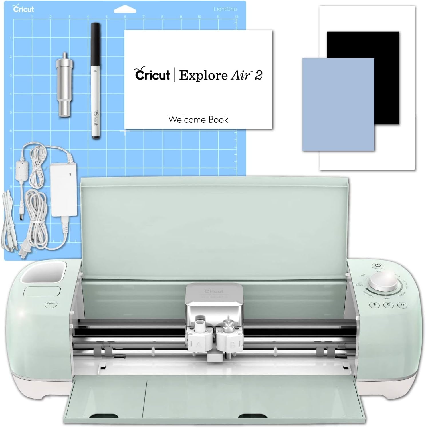 Explore Air Cutting Machine Bundle - Vinyl and Iron-On Materials with Tools and Pens, Beginner Cutting Machine with Accessories and Digital Education Guides, HTV and Vinyl Sampler Pack