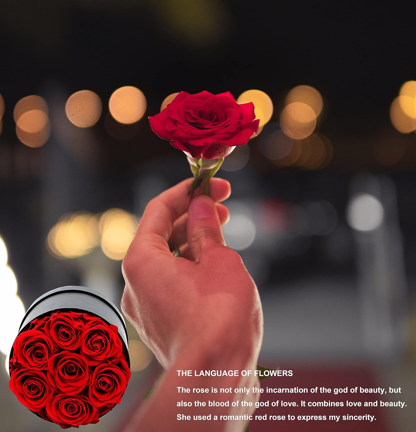 Valentines Day Gifts for Her, Roses Box, Real Roses That Last a Year and More, Preserved Red Eternal Roses, Fresh Forever Roses, Best Gifts for Women (1)