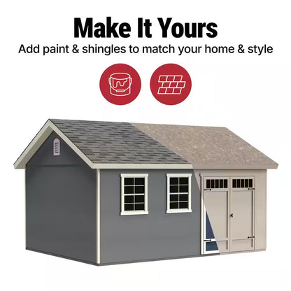 Do-It Yourself Beachwood 10 Ft. W X 12 Ft. D Wood Garden Shed Storage with Floor, Windows, and Double Door (120 Sq. Ft.)