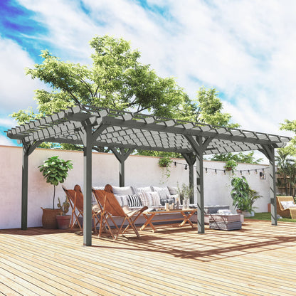 12' X 20' Wooden Pergola Grape Trellis, Outdoor Gazebo for Garden, Patio, Backyard, Deck, Gray