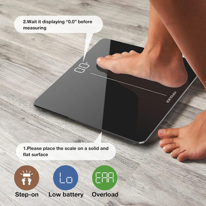 ZOETOUCH Bluetooth BMI Weighing Scale, Body Weight Scale, Smart Digital Bathroom Scales, 400 Lbs, Body Tape Measure and Batteries Included