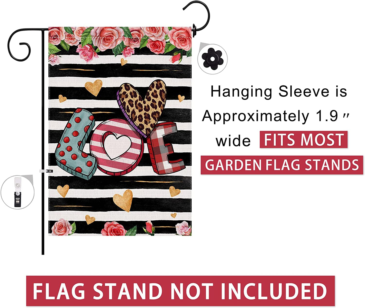 Valentines Day Garden Flag, Valentines Garden Flag Burlap, Valentines Day Garden Flags 12X18 Double Sided, Valentines Day Flag Decorative, Love Garden Flag Valentines Day Yard Flag Outside