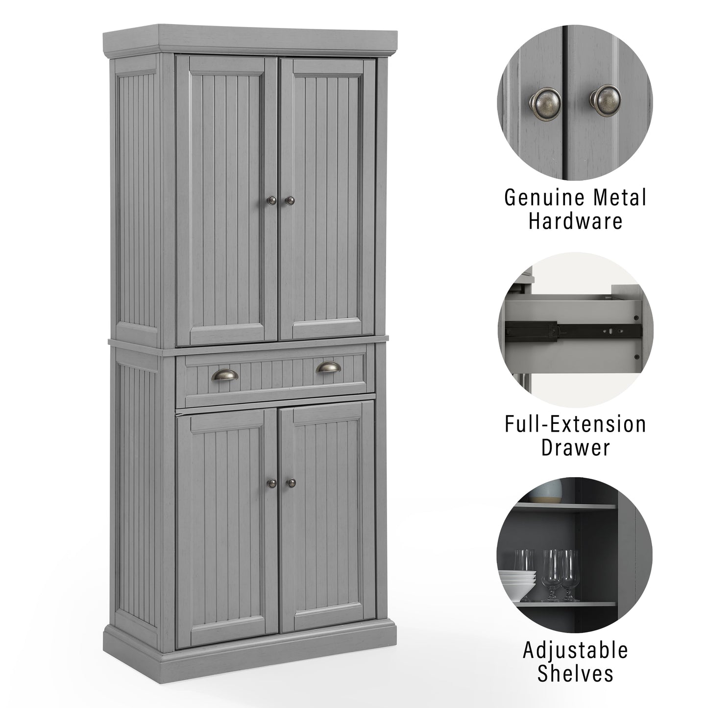 Furniture Seaside Pantry in Distressed Gray