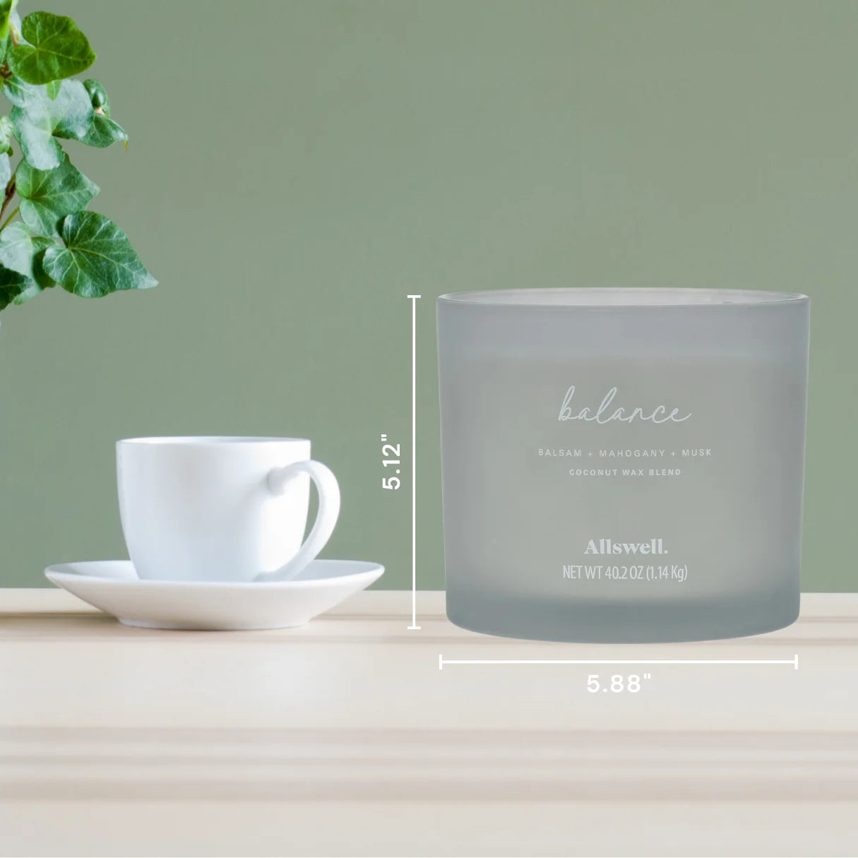 Balance (Balsam + Mahogany + Musk) Scented 4-Wick Spa Jar Candle 40.2Oz.