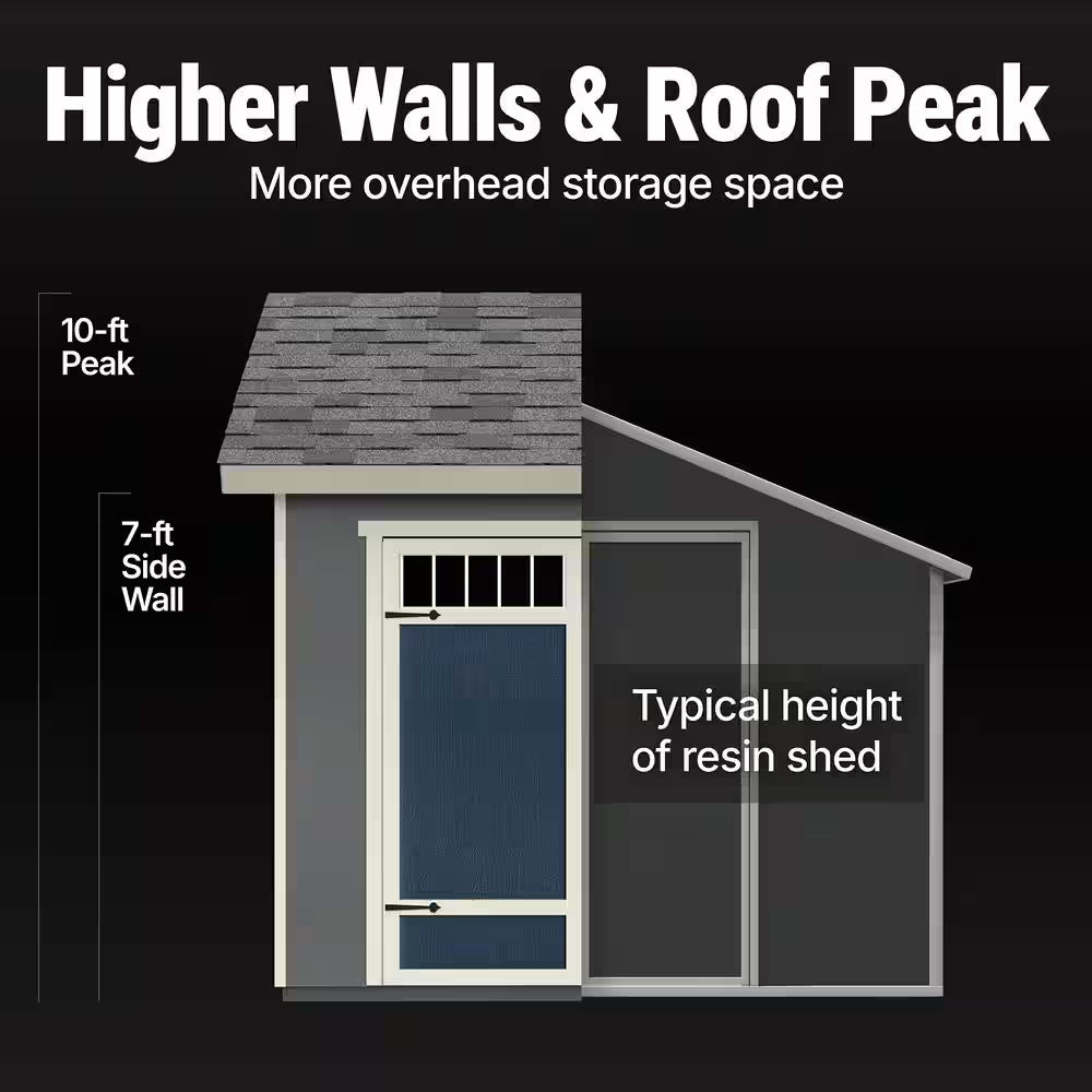 Do-It Yourself Beachwood 10 Ft. W X 12 Ft. D Wood Garden Shed Storage with Floor, Windows, and Double Door (120 Sq. Ft.)