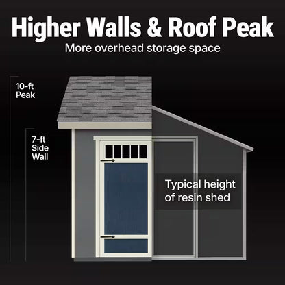 Do-It Yourself Beachwood 10 Ft. W X 12 Ft. D Wood Garden Shed Storage with Floor, Windows, and Double Door (120 Sq. Ft.)