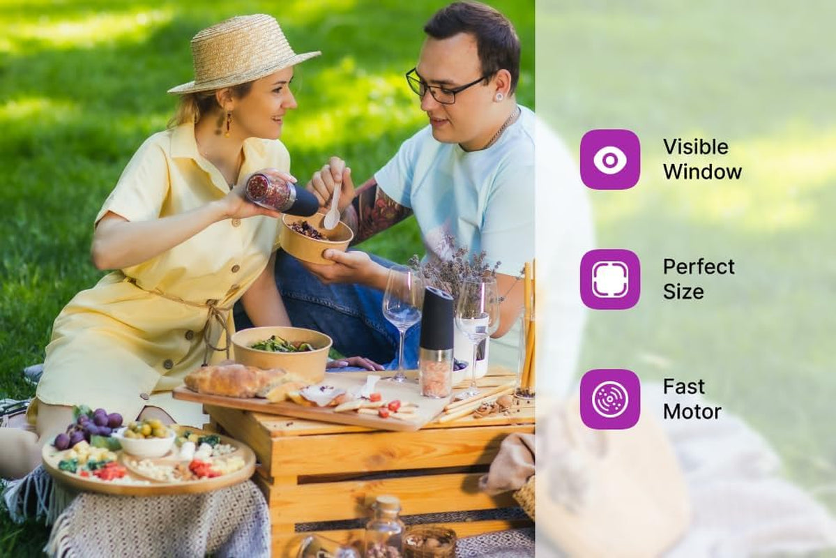 KSL Gravity Electric Salt and Pepper Grinder Set - Christmas Gift - Adjustable Motorized Electrical Powered Auto Shakers-Automatic Power Mill-Automated Battery Electronic Crusher