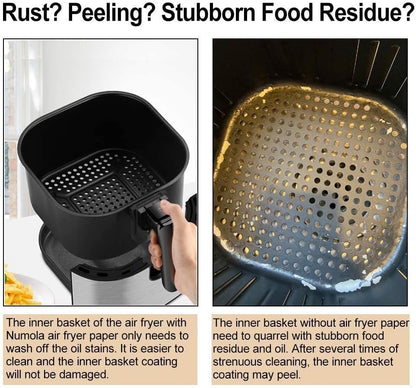 7 Inch Air Fryer Liners, 100Pcs Perforated Parchment Paper Compatible with Philips, Cozyna, Secura, Nuwave Brio, Chefman, Gowise USA, COSORI and More 3.4~3.7Qt Air Fryers