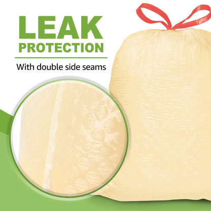 Ultra Strong 13 Gallon Trash Bags, Lemon Scent (100 Count), Tall Kitchen Drawstring Garbage Bags 10-13 Gallon, Light Yellow