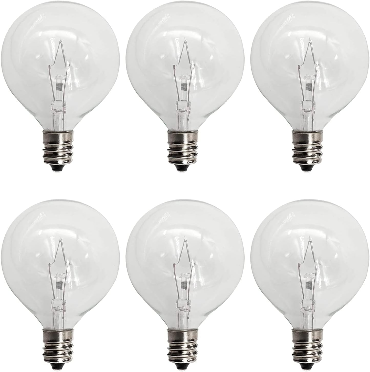 G50 Wax Warmer Bulbs, Scentsy Light Bulbs, 25 Watt Light Bulbs for Scentsy Warmers, G16.5 Globe E12 Incandescent Candelabra Base Clear Light Bulbs for Candle Wax Warmer, Long Last Lifespan 6 Pack