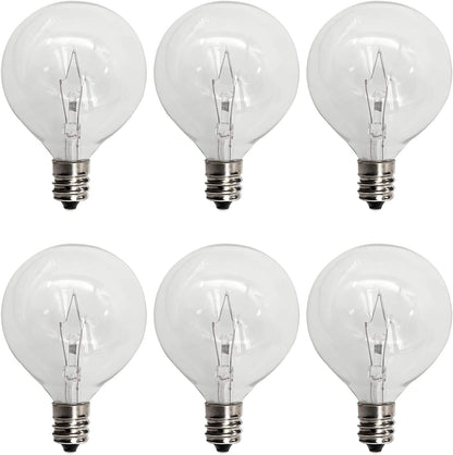 G50 Wax Warmer Bulbs, Scentsy Light Bulbs, 25 Watt Light Bulbs for Scentsy Warmers, G16.5 Globe E12 Incandescent Candelabra Base Clear Light Bulbs for Candle Wax Warmer, Long Last Lifespan 6 Pack