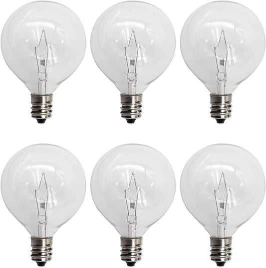 G50 Wax Warmer Bulbs, Scentsy Light Bulbs, 25 Watt Light Bulbs for Scentsy Warmers, G16.5 Globe E12 Incandescent Candelabra Base Clear Light Bulbs for Candle Wax Warmer, Long Last Lifespan 6 Pack