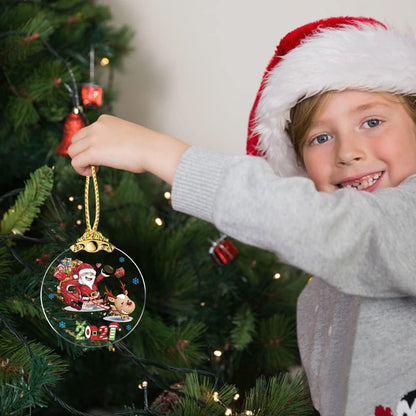 Christmas Ornaments 2021 Santa Claus Christmas Tree Crystal Glass Pendant Present Keepsake Ceremony for Family Friends Christmas Novelty Souvenir