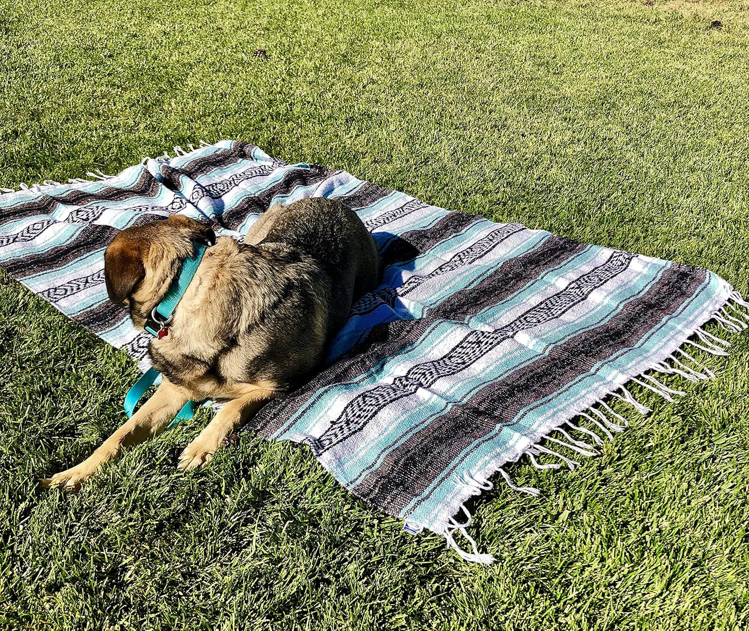 Authentic Mexican Blanket - Premium Yoga Blanket Beach Blanket - Perfect Picnic Blanket, Travel Blanket, Outdoor Blanket - Well Made Yoga Bolster (Mint)