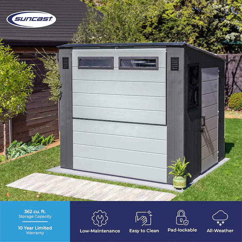 8-Ft X 7-Ft Outdoor Entertainment Cabana Bar Gray Lean-To Resin Storage Shed