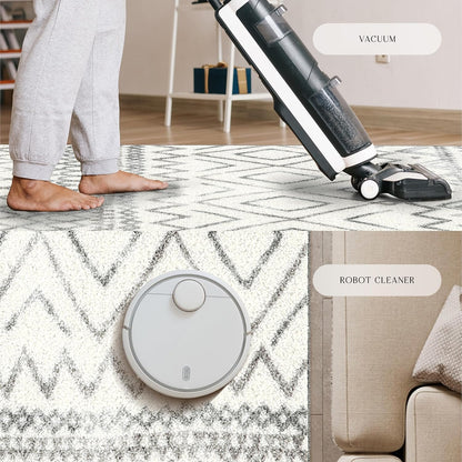 Abstract Diamond Modern Distressed Non Slip Runner Rug for Hallway Entry Way Floor Carpet [Made in USA], 2'6 X 10, Neutral