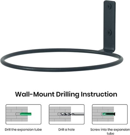 6 Inch Flower Plant Holder Ring Wall Mounted Metal Plant Pot Hanger, Set of 6 Pot Ring Plant Wall Hanger, Planter Bracket, Iron Black