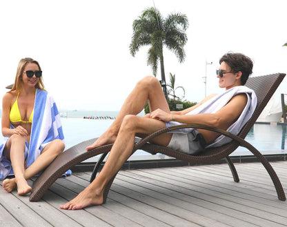 Cotton Oversized Beach Towel - Large 70 X 35 Inch Pool Towel, Blue Striped Quick Dry Swimming Cabana Towel