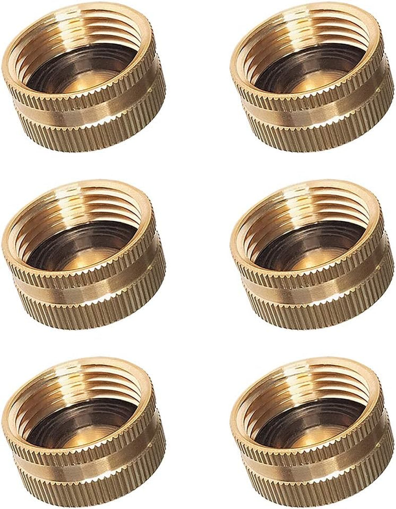 Garden Hose Cap with Washer Brass Hose End Garden Hose Connector Brass Caps 3/4" NH 6Pcs Garden Hose Female Fitting Caps