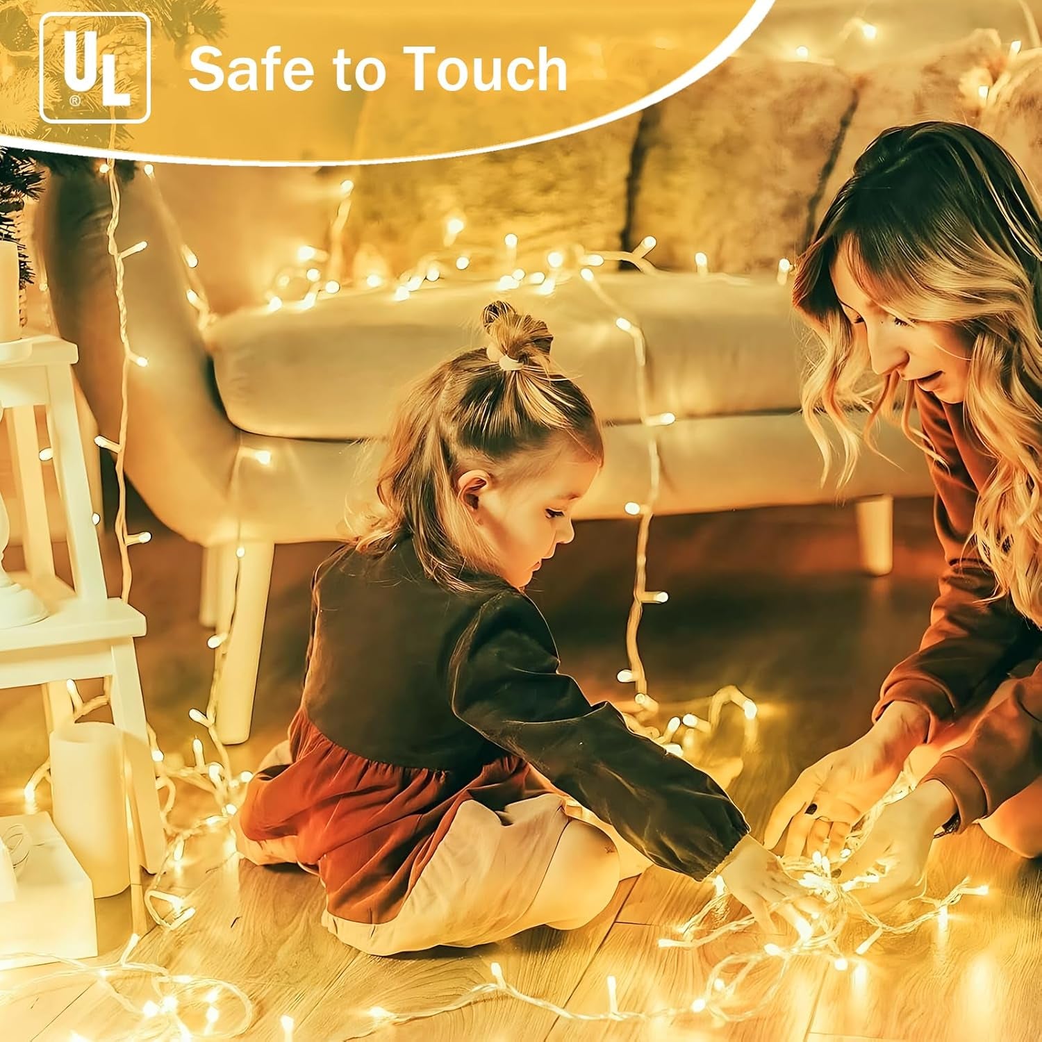 Connectable 200 LED Christmas Lights Indoor Outdoor with Timer, 66FT 13 Modes Warm White String Lights Waterproof, Twinkle Fairy Lights Plug in Clear Wire for Christmas Tree, Bedroom, Classroom Decor