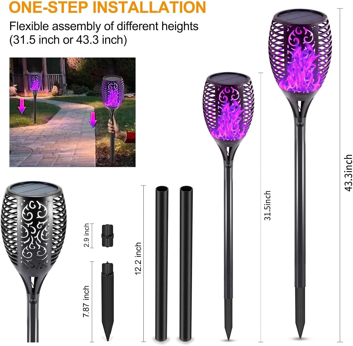 Solar Lights Outdoor, 4 Pack Premium 99 Leds Purple Halloween Decorations Solar Lights - IP65 Waterproof Garden Outdoor Decor for Halloween Yard Patio Porch