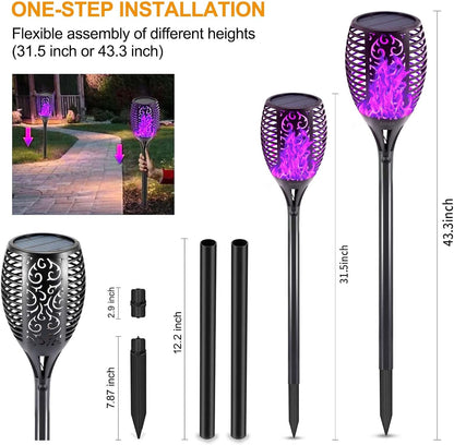 Solar Lights Outdoor, 4 Pack Premium 99 Leds Purple Halloween Decorations Solar Lights - IP65 Waterproof Garden Outdoor Decor for Halloween Yard Patio Porch