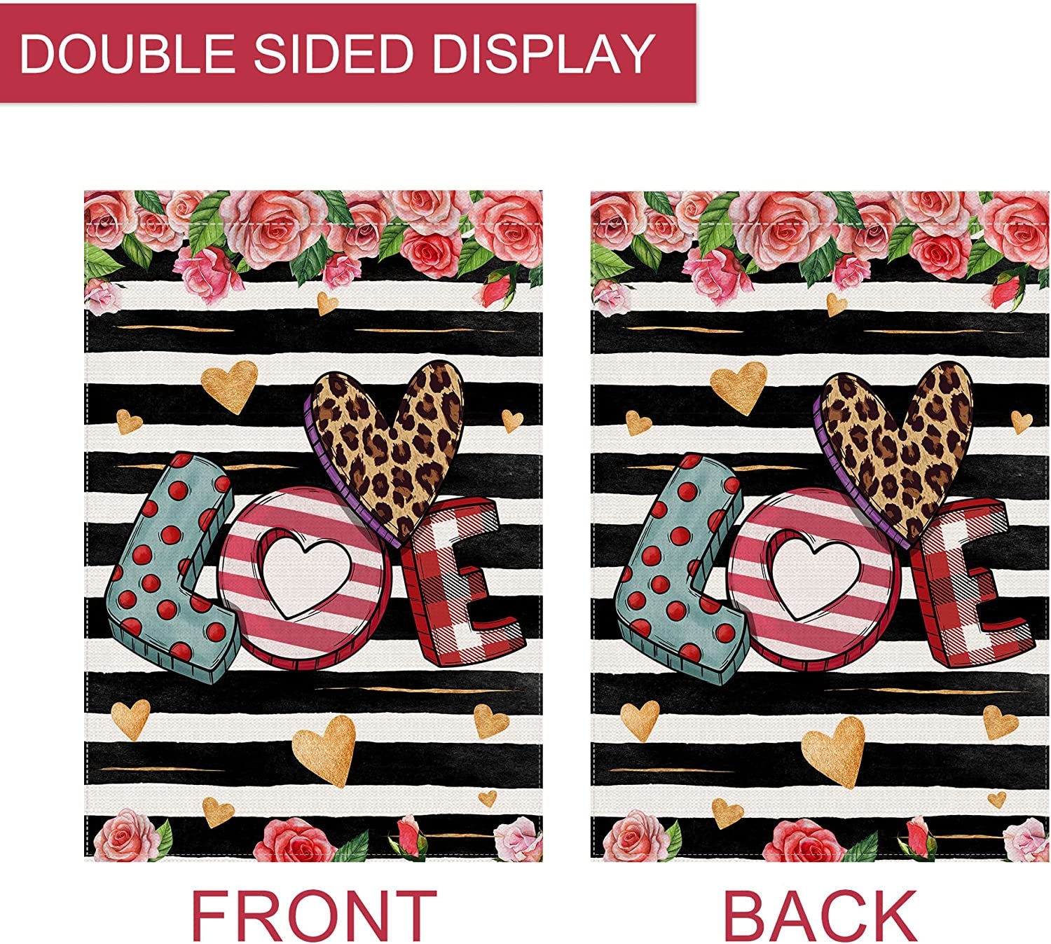 Valentines Day Garden Flag, Valentines Garden Flag Burlap, Valentines Day Garden Flags 12X18 Double Sided, Valentines Day Flag Decorative, Love Garden Flag Valentines Day Yard Flag Outside