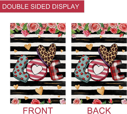 Valentines Day Garden Flag, Valentines Garden Flag Burlap, Valentines Day Garden Flags 12X18 Double Sided, Valentines Day Flag Decorative, Love Garden Flag Valentines Day Yard Flag Outside