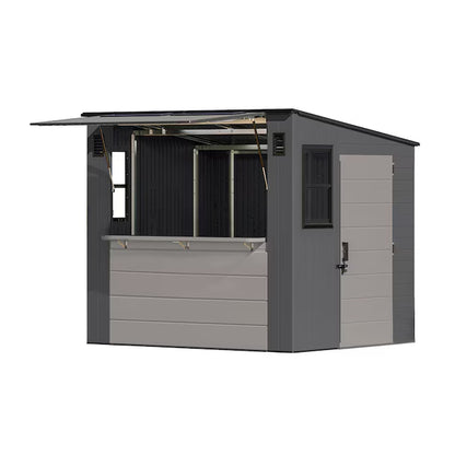 8-Ft X 7-Ft Outdoor Entertainment Cabana Bar Gray Lean-To Resin Storage Shed
